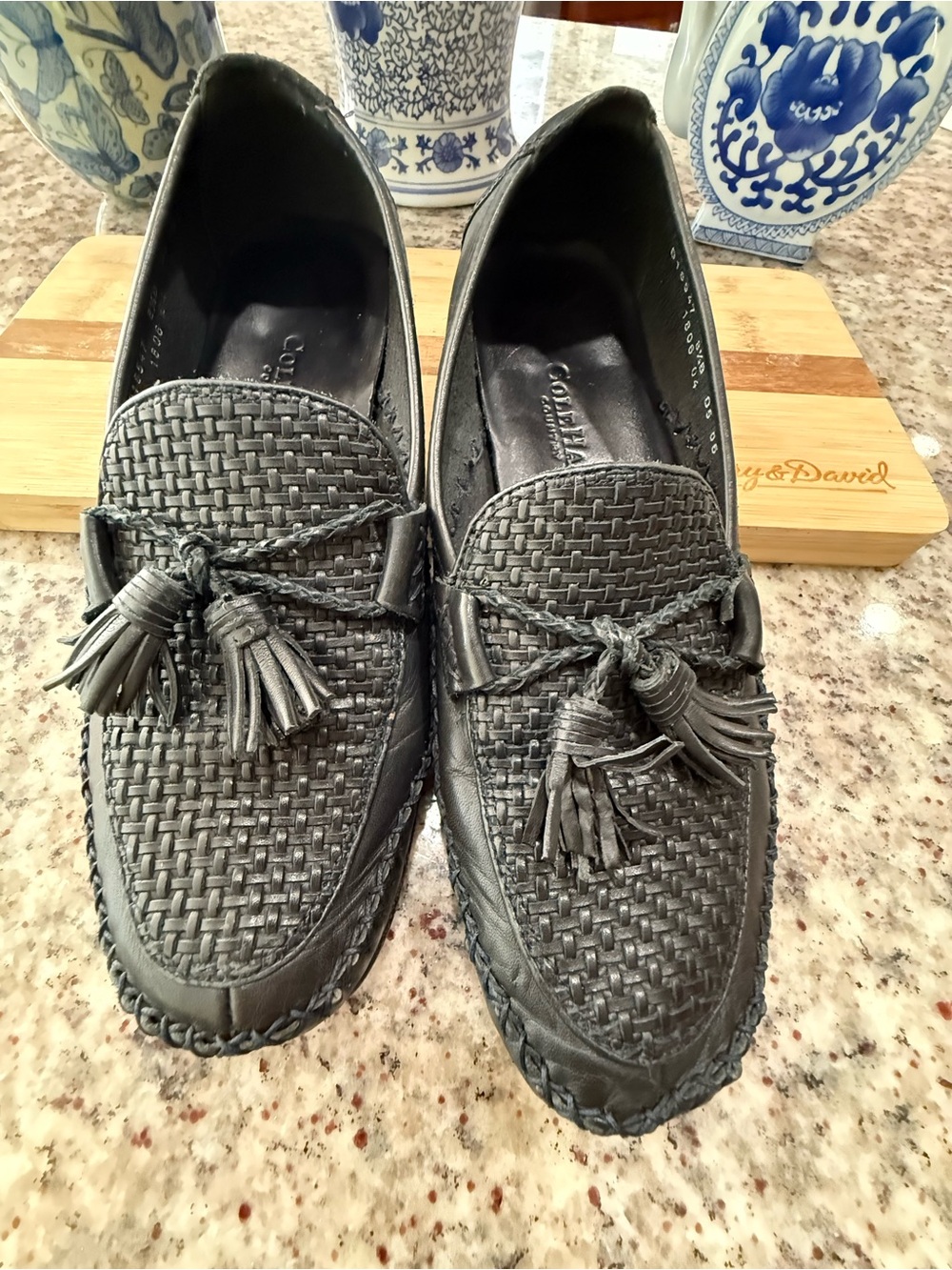 Cole Haan Black Woven Tassel Loafers